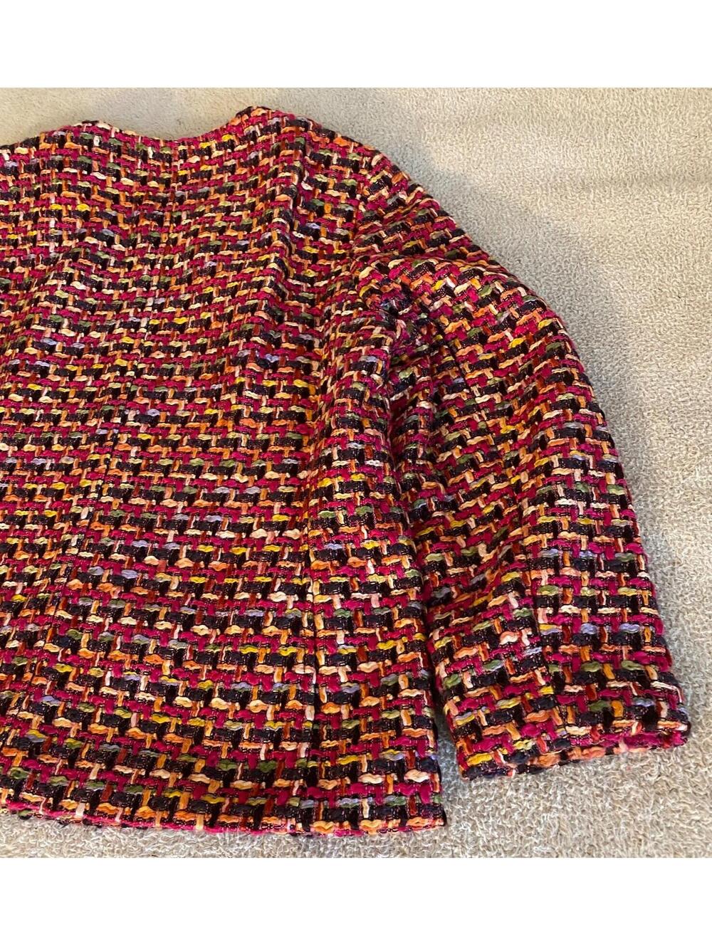 Chico's Chunky Woven Fabric Colorful Tweed Jacket Lined Zip Women's 12/14 L Boho - Picture 12 of 15